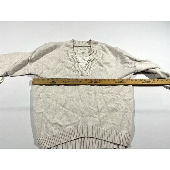 BROCHU WALKER Women’s Sweater Knit Ivory Cotton Cashmere Layered V Neck Sz M - Picture 3 of 10